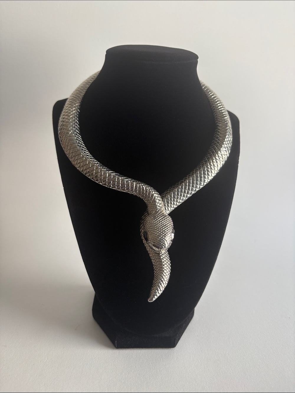 Silver Snake Collar Necklace Hinged Statement Women Jewelry
